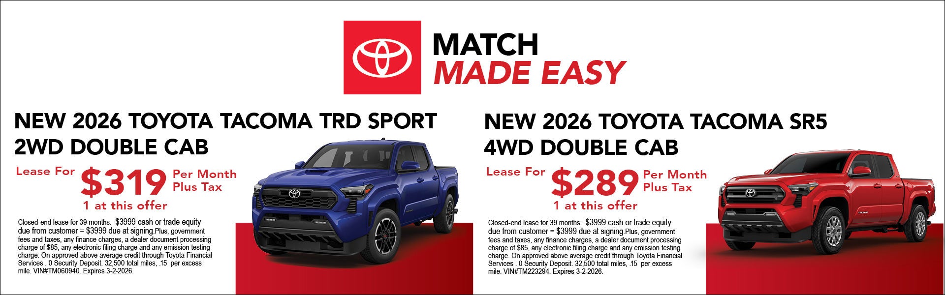  Tacoma TRD Sport and SR5 offers