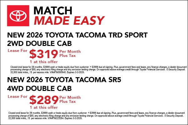 Tacoma TRD Sport and SR5 offers