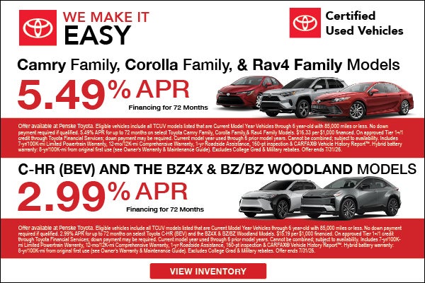 Camry family, Corolla Family, & Rav4 family models
