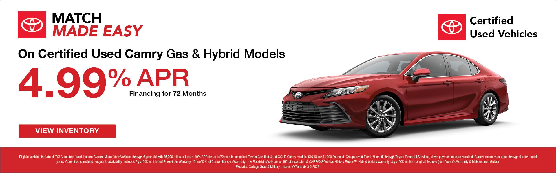 Toyota CAMRY Certified Used