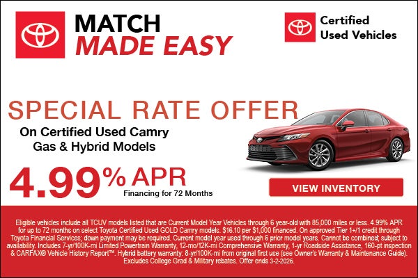 Toyota CAMRY Certified Used