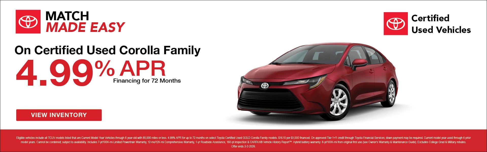 Certified Toyota COROLLA 