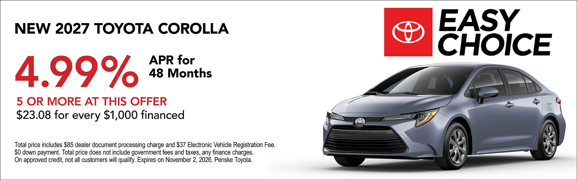 2027 Corolla APR Offer