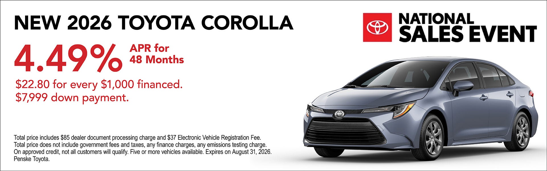 New 2026 Toyota Corolla Offer