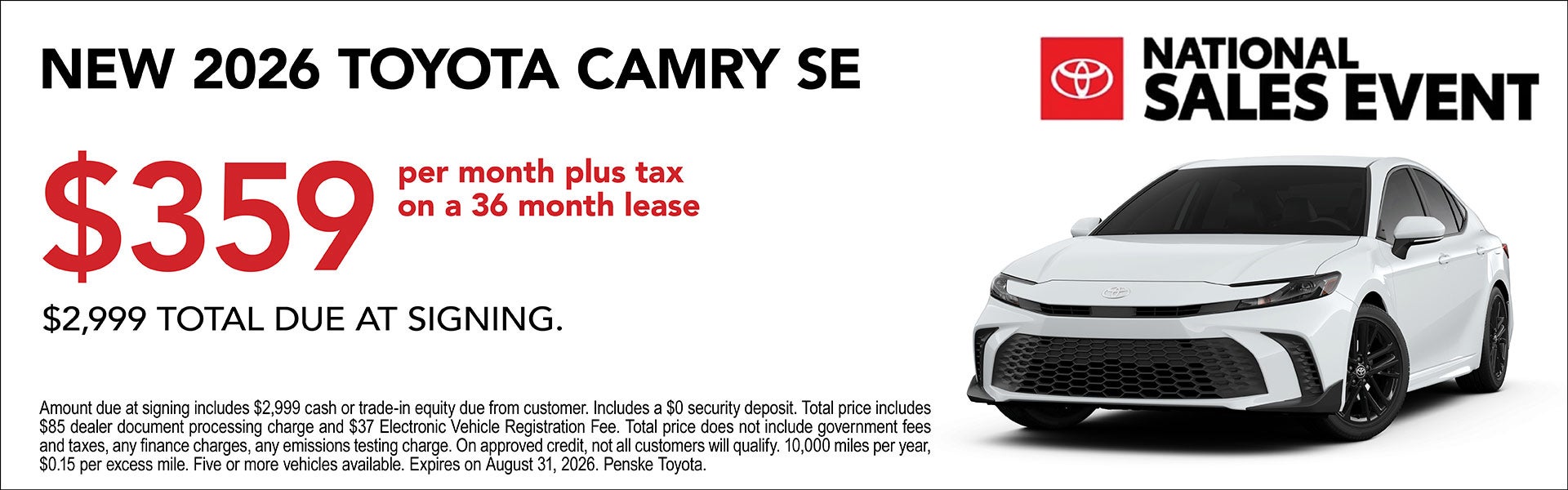 New 2026 Toyota Camry Offer