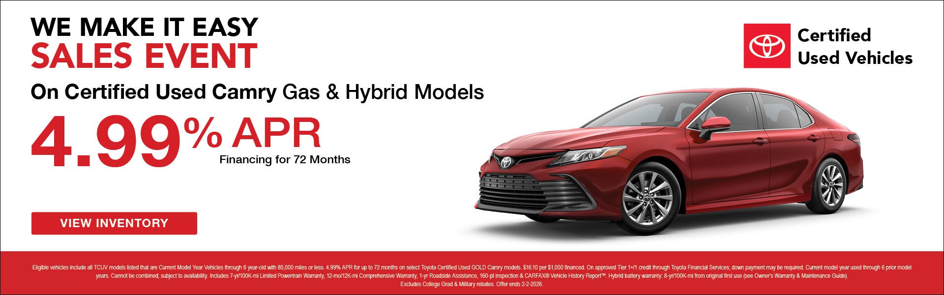 Certified Used Camry APR Special