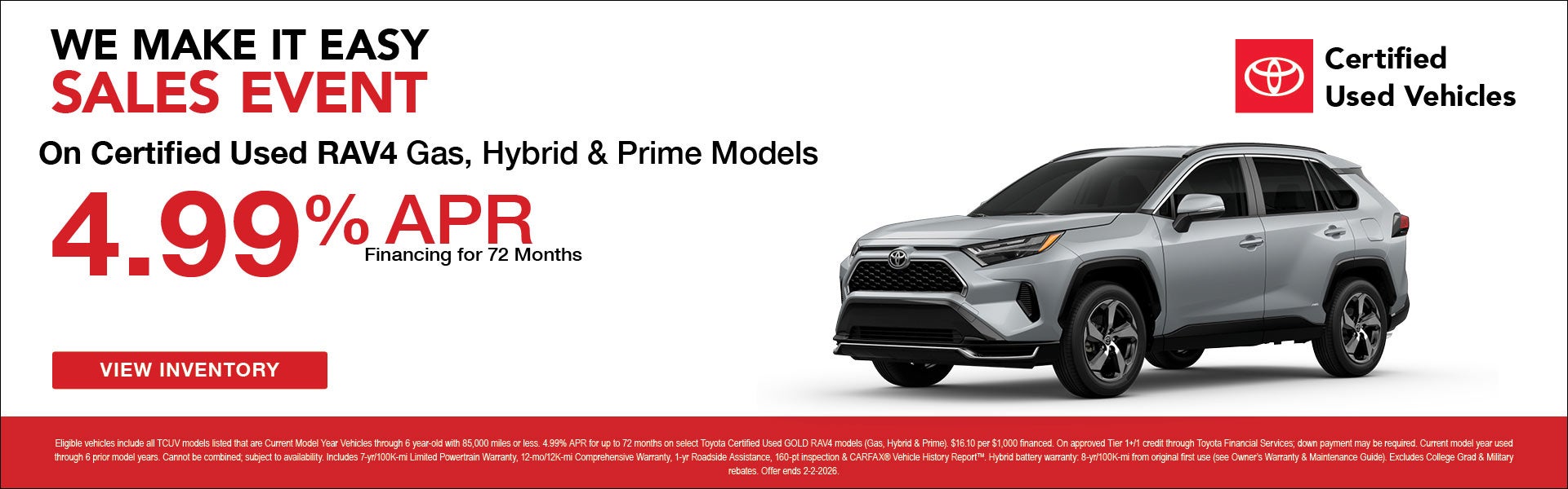 Certified Used RAV4 APR Special