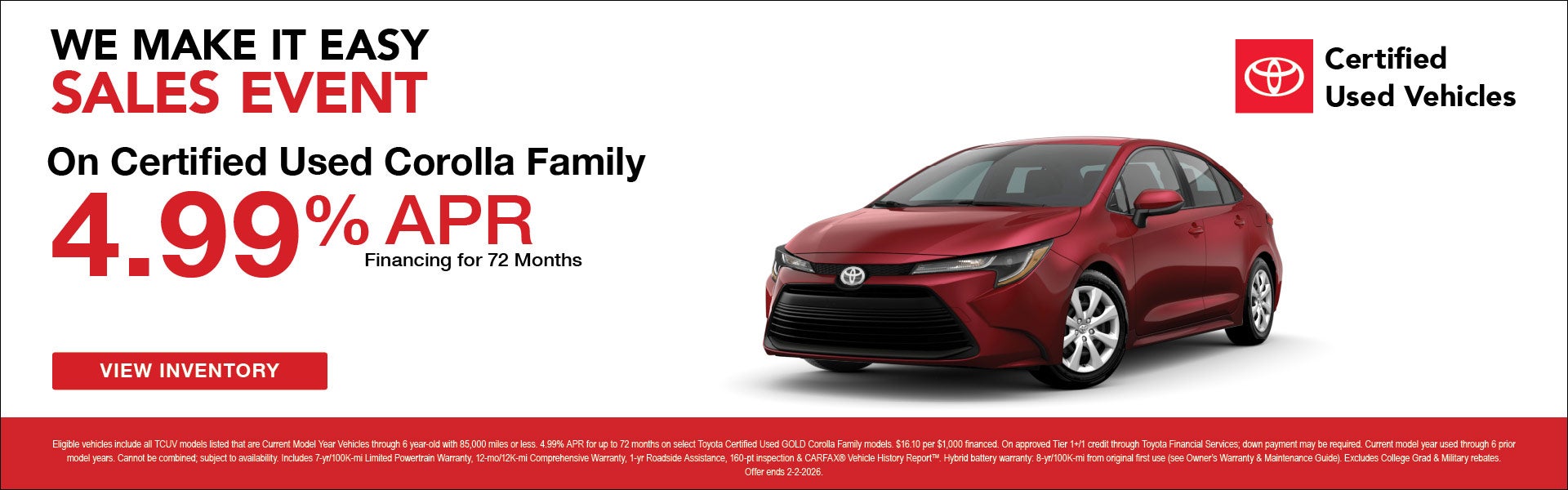 Certified Used Corolla APR Special