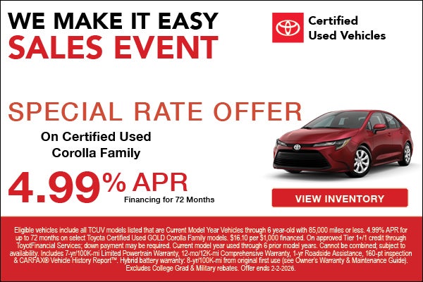 Certified Used Corolla APR Special