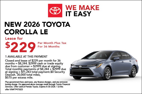 New 2026 Corolla Lease Specials